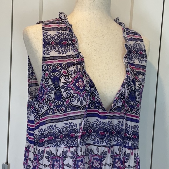 True Destinations 100% Cotton Boho pink and Purple Pattern Maxi Dress Size Large - Picture 2 of 9